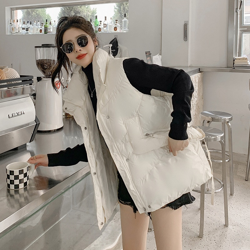 Silts sieviešu īss vestes mētelis rudens ziemas kabatas ikdienas sieviešu jaka bez piedurknēm Masīva veste sievietēm