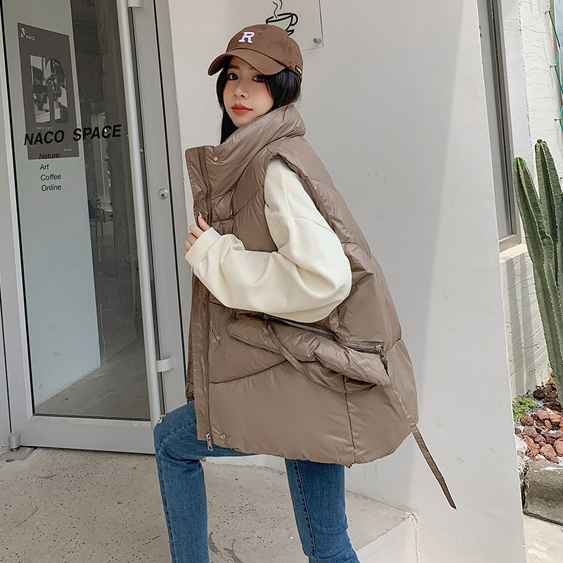 Silts sieviešu īss vestes mētelis rudens ziemas kabatas ikdienas sieviešu jaka bez piedurknēm Masīva veste sievietēm