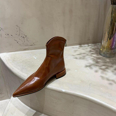 Jauna zīmola sieviešu zempapēžu zābaki Chelsea zābaki ar smailiem purngaliem potīšu zābaki 2022. gada gotiskā modes Gladiator sieviešu zābaki ikdienas apavi