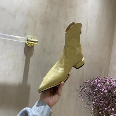 Jauna zīmola sieviešu zempapēžu zābaki Chelsea zābaki ar smailiem purngaliem potīšu zābaki 2022. gada gotiskā modes Gladiator sieviešu zābaki ikdienas apavi