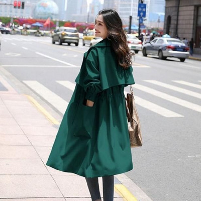 Trench Women Solid Elegants Britu Stils Regulējams Viduklis Mēteļi Eleganti Vispārpiemērots Korejiešu Modes Jaunums Ārdrēbes Sieviešu Estētisks
