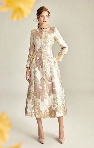 Ανοιξιάτικο φθινόπωρο παλτό ζακάρ Αγγλίας στυλ με τάφρο Μπουφάν με κουμπιά Windbreaker Dobby Full Length Πανωφόρι Vintage Runway