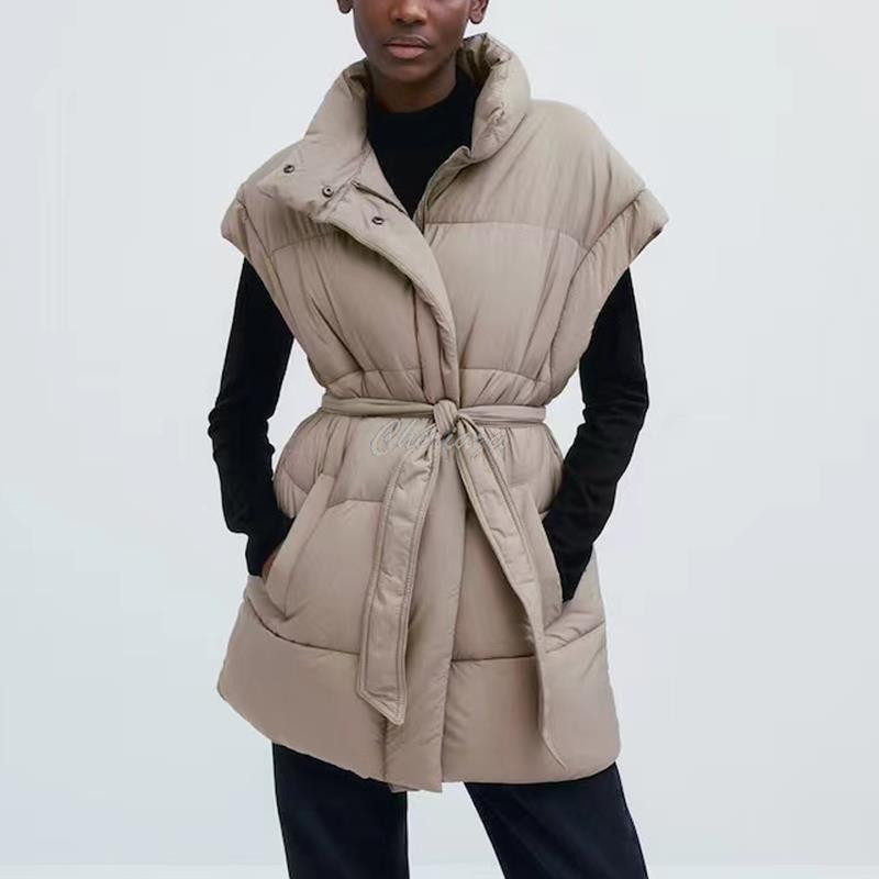 Cheriaza rudens ziema sieviete melna statīvs apkakle ikdienas veste silta veste cieta rāvējslēdzējs kabatas vestes jostas jostasvietas augšdaļa bez piedurknēm