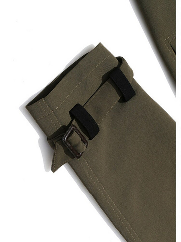 [EAM] Ženska crna kontrastna boja velike veličine Trench New široka vjetrovka s reverima dugih rukava Moda proljeće jesen 2022. 1DD2380