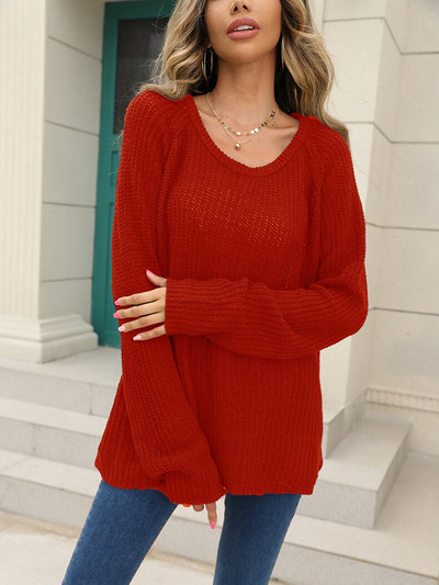 YSZWDBLX sieviešu džemperis 2022. gada rudens ziemas bez pleciem ar garām piedurknēm trikotāžas džemperis, brīvs ikdienas sieviešu vienkrāsains, melns džemperis