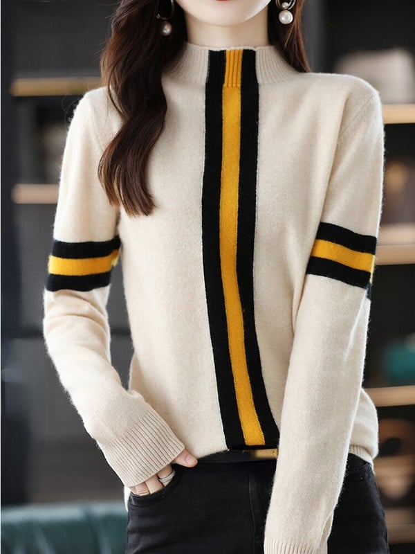 Φθινοπωρινό Πλεκτό Πλεκτό Πουκάμισο με Γιακά V Φθινόπωρο Γυναικείο φαρδύ μακρυμάνικο πουλόβερ σε στυλ μόδας Commuter