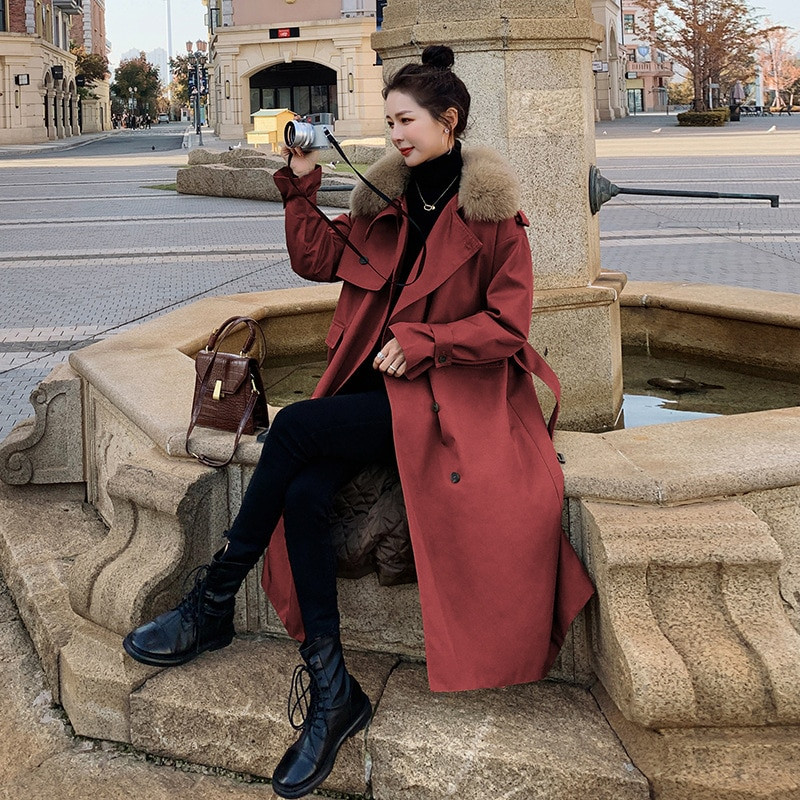 Thicken Parker vjetrovka Zimska jakna i kaput Ženska korejska gornja odjeća podstavljena pamukom Dugi široki kaput s vunenom postavom 2022. Novo