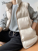 Yitimoky κομψό γιλέκο μπουφάν για γυναίκες Φθινόπωρο Χειμώνας 2022 Γυναικεία Γυναικεία Παλτό με κουμπιά με κουμπιά πάνω από αμάνικο γιλέκο