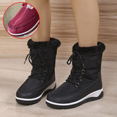 Biezi, silti, ūdensnecaurlaidīgi sniega zābaki sievietēm 2022. gada ziema, biezi platformas gari plīša puszābaki sievietēm ar kokvilnas polsterējumu