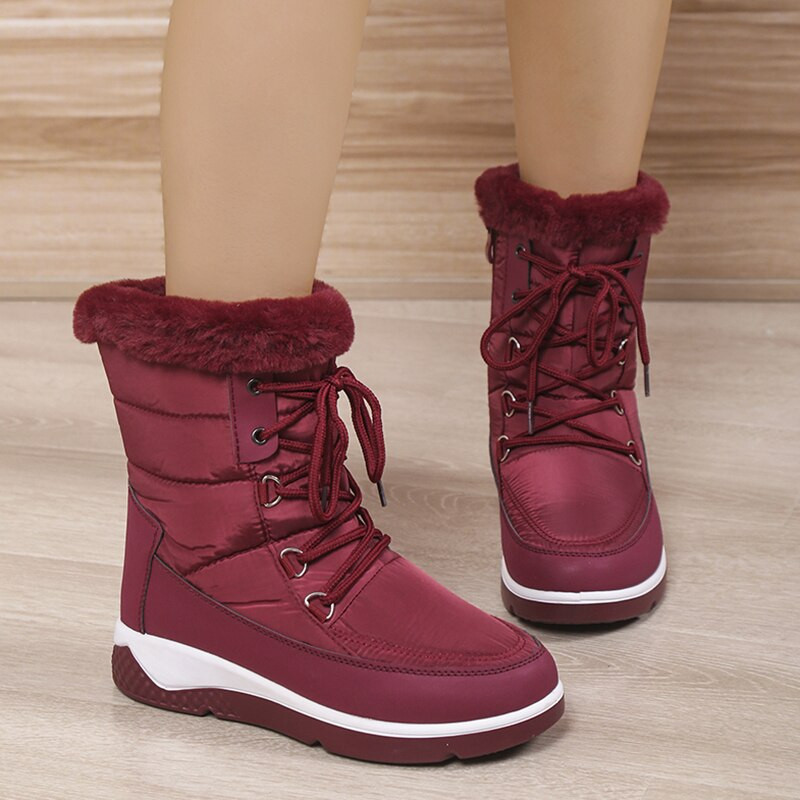 Biezi, silti, ūdensnecaurlaidīgi sniega zābaki sievietēm 2022. gada ziema, biezi platformas gari plīša puszābaki sievietēm ar kokvilnas polsterējumu