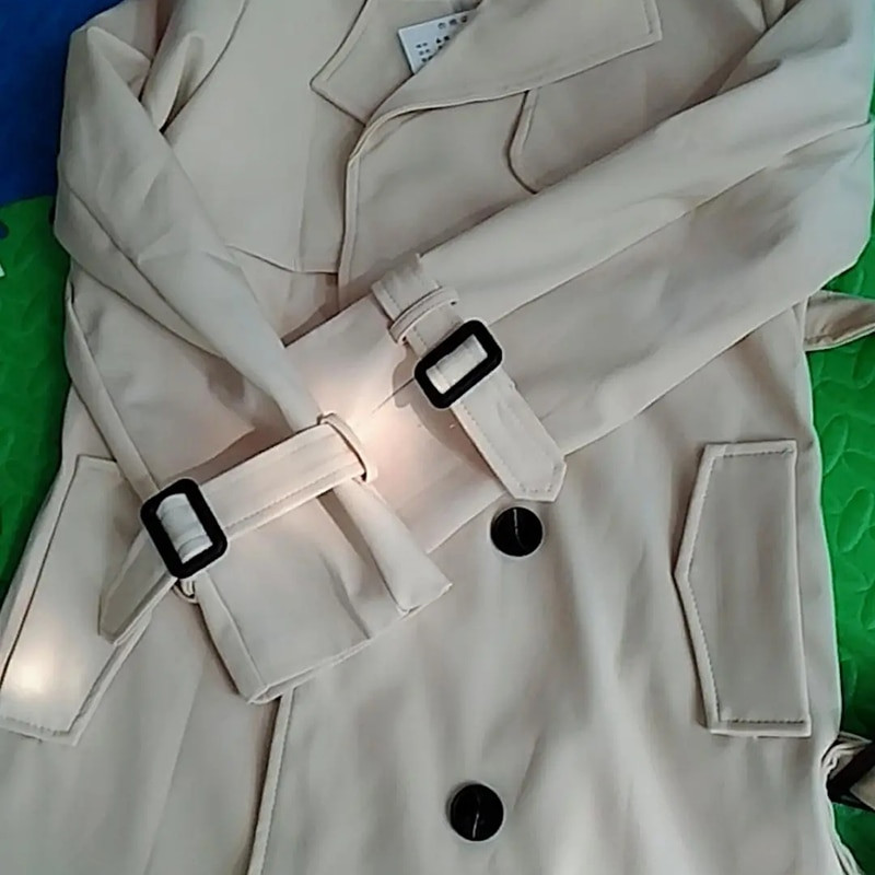 Ženski modni baloner Jesen Zima Ovratnik s dvostrukim kopčanjem Pojas Duga vjetrovka Uredska dama Elegantni uski kaput