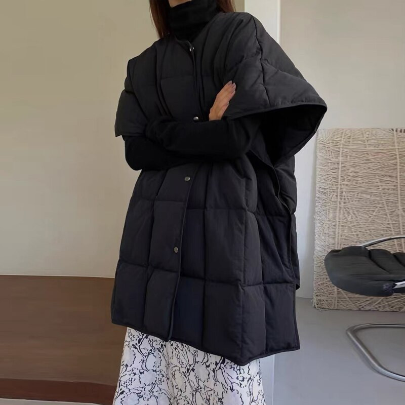 Ulična odjeća 2022. Jesen zima Ženski prsluk s podstavljenim pamukom Prevelika elegantna ženska pufer jakna bez rukava prsluk INKEO 2O059