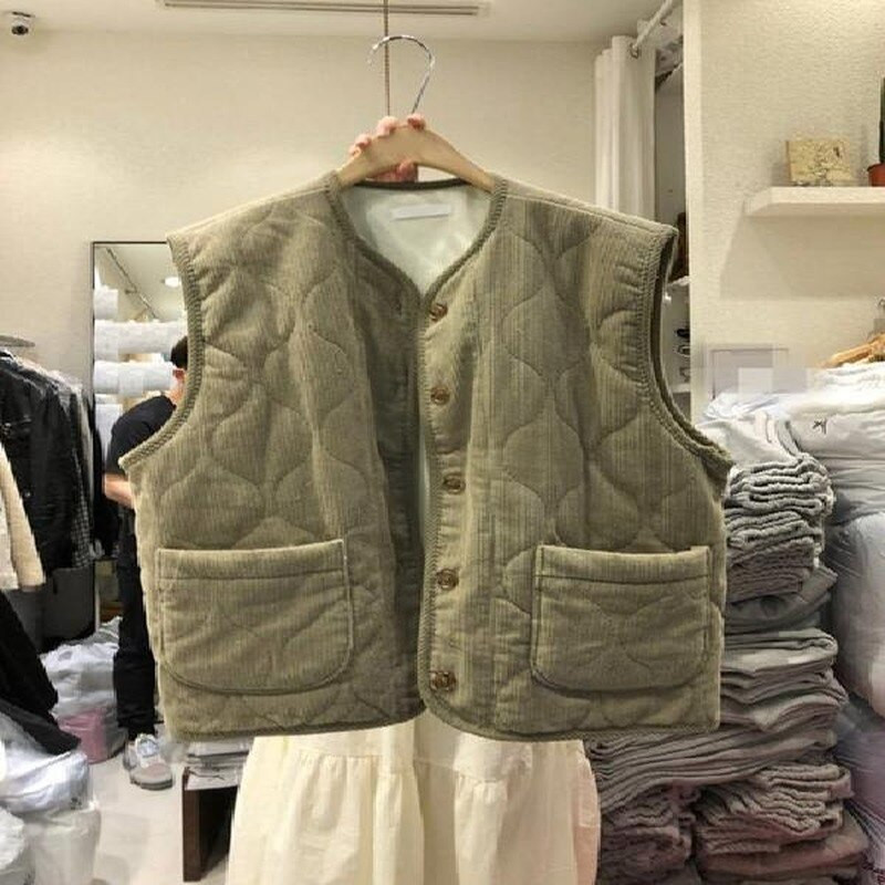 Prsluci Ženski jednobojni džepovi, podebljani komadi koji održavaju toplinu Zimska odjeća bez rukava Odjeća za slobodno vrijeme Elegantna ženska jednoredna odjeća