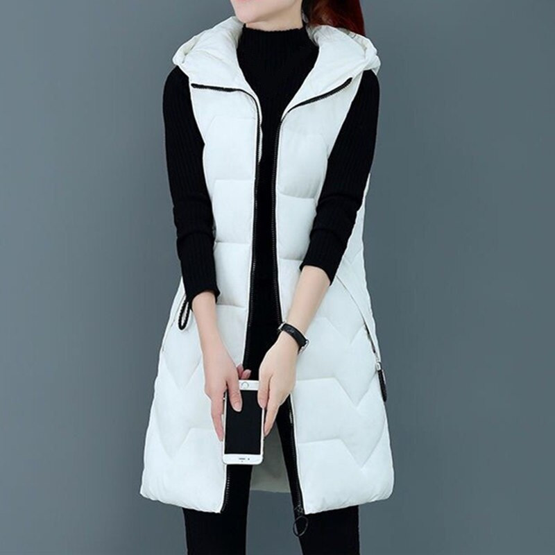 2022 Γυναικείο μακρύ βαμβακερό γιλέκο με κουκούλα Χειμερινό ζεστό γυναικείο αμάνικο φοιτητικό γιλέκο για κορίτσια Γυναικείο παλτό με βαμβακερή επένδυση