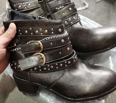 35-43 Gležnjače od PU kože u retro punk stilu s prekrasnim metalnim kopčama i patentnim zatvaračem Ženske modne klasične crno-smeđe kaubojske kratke čizme