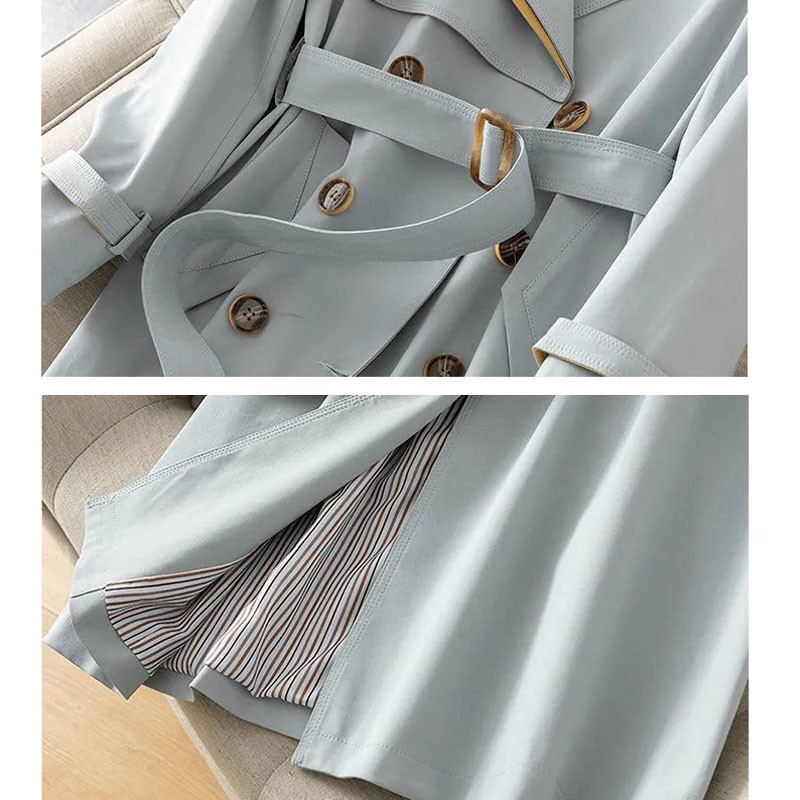 Klasični uski trenč kaputi srednje dužine Ženski elegantni šik jakna s pojasom kontrastne boje Ženski proljetni uredski svečani kaput 2022.