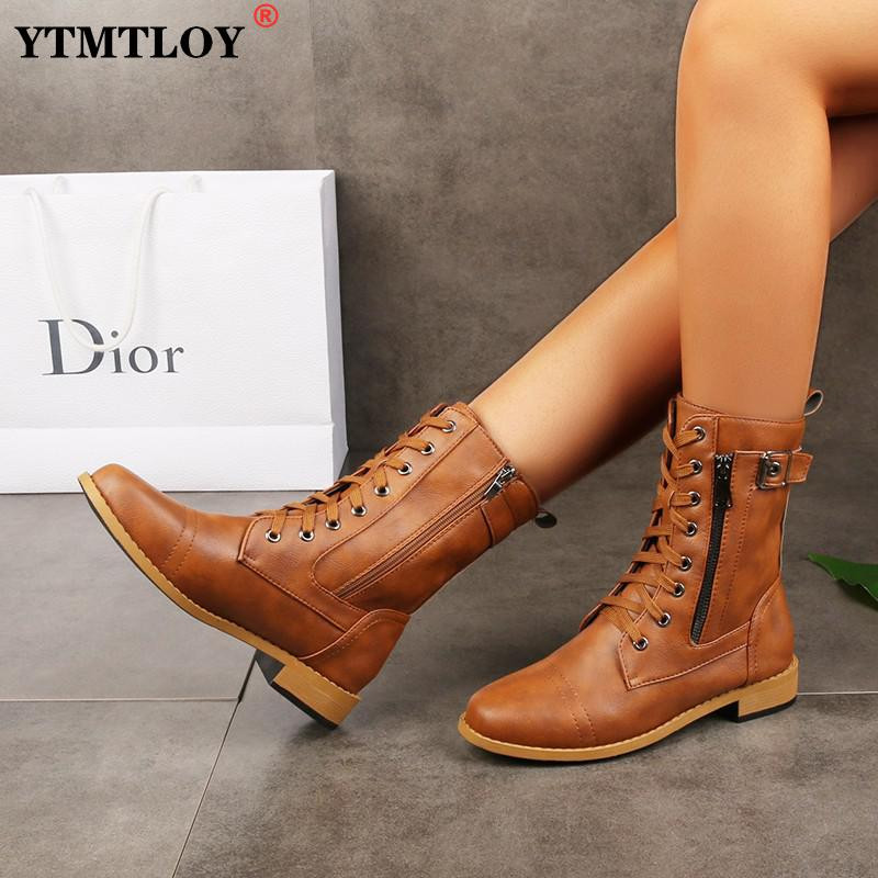 Sieviešu ikdienas, gari sieviešu zābaki ar zemu papēžu, kā arī silti kokvilnas rāvējslēdzēji, ziemas apaļie zābaki motocikla zābaki, 2021. gada jauni puszābaki