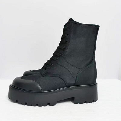 Rudens ziemas ikdienas īsi zābaki sievietēm, biezas zoles augstums, palielinoši potītes zābaki  motociklu zābaki sievietēm Botas