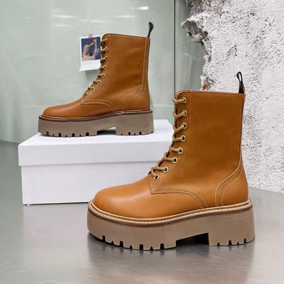 Rudens ziemas ikdienas īsi zābaki sievietēm, biezas zoles augstums, palielinoši potītes zābaki  motociklu zābaki sievietēm Botas