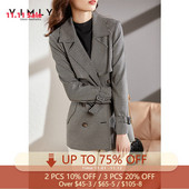 Vimly Trench Coat Γυναικεία 2021 Φθινοπωρινό χειμωνιάτικο μπουφάν με διπλό στήθος Houndstooth Fashion Trench Slim Windbreaker traf Outwear F8656