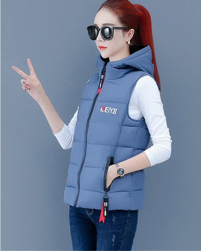 2022 Νέο φθινόπωρο, χειμερινό πουπουλένιο βαμβακερό γιλέκο Γυναικείο κοντό σακάκι Outerwear Fashion All-Match Αμάνικο γιλέκο Γυναικείο παλτό