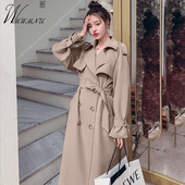 Korejski modni dugi trenčkot Ženski proljeće Klasični remen na rever Kaki Chaqueta Mujer Streetwear Manteau Femme s dvostrukim kopčanjem