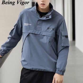 Being Vigor Ανδρικά μπουφάν Anorak Hip-Hop Outwear Φθινοπωρινά Ανεμοδράστη Μονόχρωμη Casual Streetwear Ανδρικό πανωφόρι εξωτερικού χώρου Top 4XL