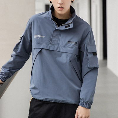 Being Vigor Vīriešu Anorak Jakas Hip-Hop Virsdrēbes Rudens Vējjaka Vienkrāsains Ielu apģērbs Vīriešu āra virsjaka Tops 4XL