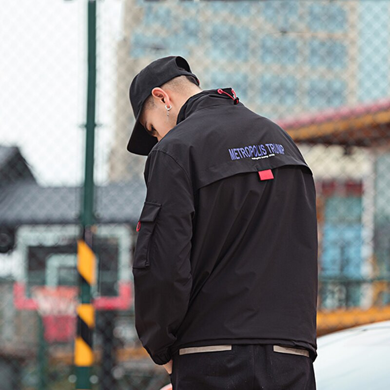 Being Vigor Vīriešu Anorak Jakas Hip-Hop Virsdrēbes Rudens Vējjaka Vienkrāsains Ielu apģērbs Vīriešu āra virsjaka Tops 4XL