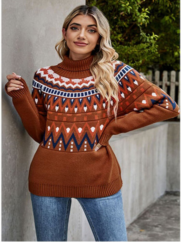 2022. gada rudens ziema, jauns vintage svītru džemperis ar augstu apkakli, trikotāžas džemperis, brīvdienu ballīte, sieviešu apģērbs ar garām piedurknēm.