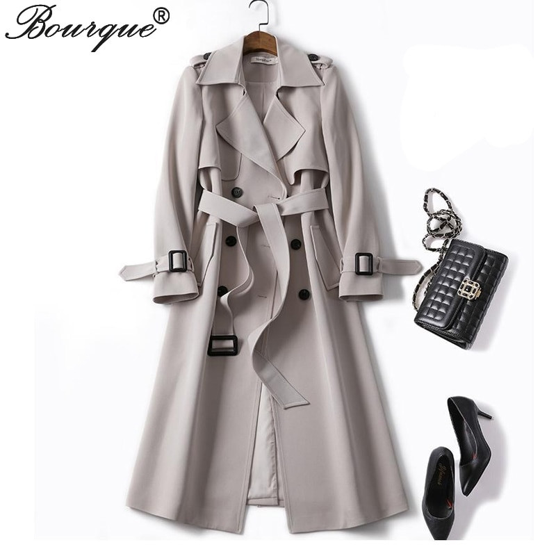 2022. gada garais mētelis sievietēm, divrindu, šaurs mētelis, modes Harajuku ielas apģērbs, sieviešu virsdrēbes, modes vējjaka