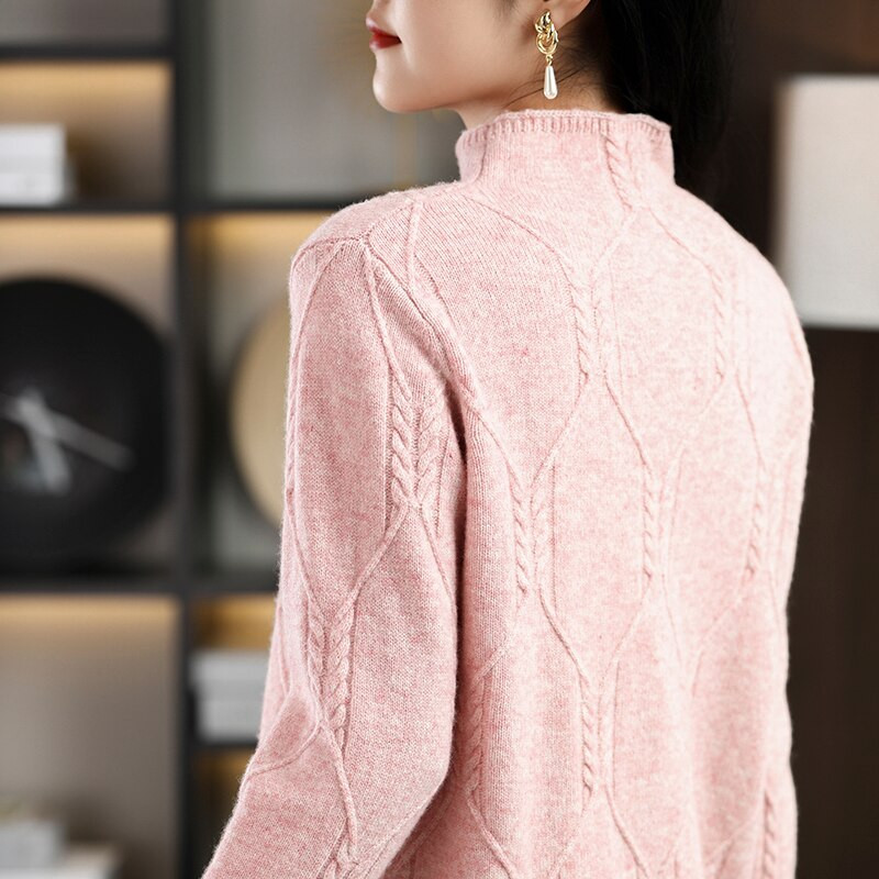 Πουλόβερ με ζιβάγκο Γυναικεία Ρούχα Χειμώνας 2022 Πουλόβερ από κασμίρ 100% πλεκτό πουλόβερ από μαλλί Merino Κορεατικά μπλουζάκια πουλόβερ y2k
