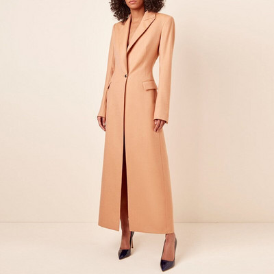 [LGRQ] Ženski trenč kaput, novi jednobojni kaput s dugim rukavima, širokim urezima i visokim strukom, vjetrovka Fashion Tide Jesen 2022. 19J332