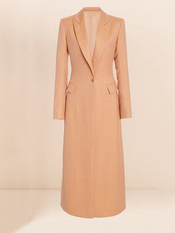 [LGRQ] Ženski trenč kaput, novi jednobojni kaput s dugim rukavima, širokim urezima i visokim strukom, vjetrovka Fashion Tide Jesen 2022. 19J332