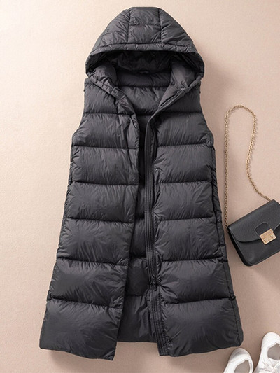 Lagabogy jauna ziemas sieviešu garā veste īpaši viegla, 90% balta pīles dūnu veste ar kapuci, sieviešu silts bez piedurknēm