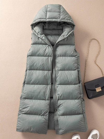 Lagabogy jauna ziemas sieviešu garā veste īpaši viegla, 90% balta pīles dūnu veste ar kapuci, sieviešu silts bez piedurknēm