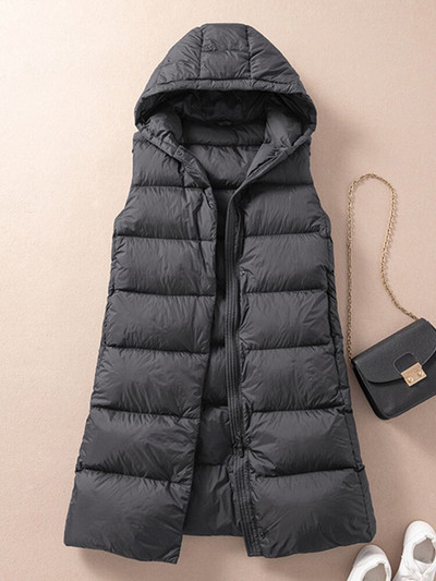 Lagabogy jauna ziemas sieviešu garā veste īpaši viegla, 90% balta pīles dūnu veste ar kapuci, sieviešu silts bez piedurknēm