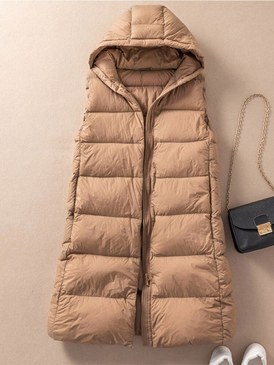 Lagabogy jauna ziemas sieviešu garā veste īpaši viegla, 90% balta pīles dūnu veste ar kapuci, sieviešu silts bez piedurknēm