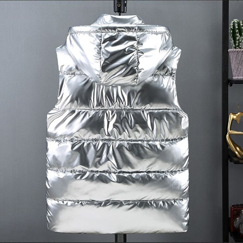 Kokvilnas dūnu veste sieviešu rudens ziemas spīdīga virsdrēbes veste veste ar kapuci Modes skaista vēja necaurlaidīga veste