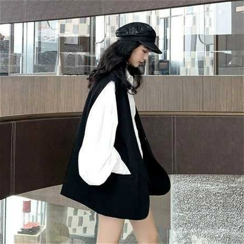 Ženski prsluci u korejskom stilu Studenti Bez rukava Tanki Raznobojni Ženski široki kauzalni jednobojni jednokopčani jednobojni gornja odjeća s V-izrezom Trendy Ins