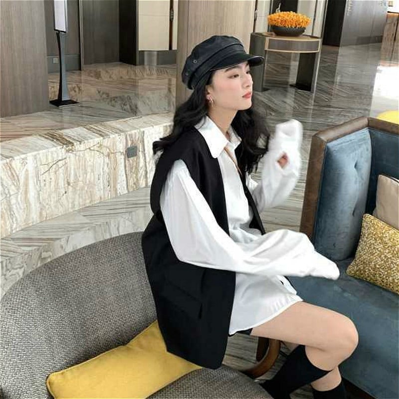 Ženski prsluci u korejskom stilu Studenti Bez rukava Tanki Raznobojni Ženski široki kauzalni jednobojni jednokopčani jednobojni gornja odjeća s V-izrezom Trendy Ins