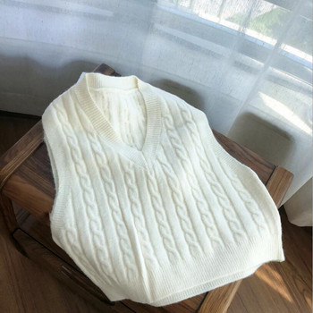 2020 Φθινοπωρινό Χειμώνα Γυναικείο Πλεκτό Πλεκτό Πουλόβερ Γυναικείο Αμάνικο Γυναικείο Γιλέκο Γυναικείο πουλόβερ με λαιμόκοψη σε μονόχρωμο μπλουζάκι Pull Femme JW9767
