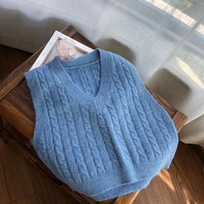 2020 Jesen Zima Ženski pleteni pulover bez rukava Ženski prsluk Ženski pulover s V-izrezom Jednobojni Pull Femme JW9767