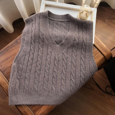 2020 Jesen Zima Ženski pleteni pulover bez rukava Ženski prsluk Ženski pulover s V-izrezom Jednobojni Pull Femme JW9767