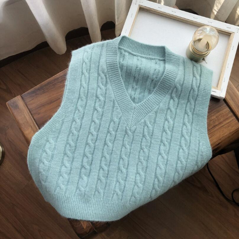 2020 Jesen Zima Ženski pleteni pulover bez rukava Ženski prsluk Ženski pulover s V-izrezom Jednobojni Pull Femme JW9767
