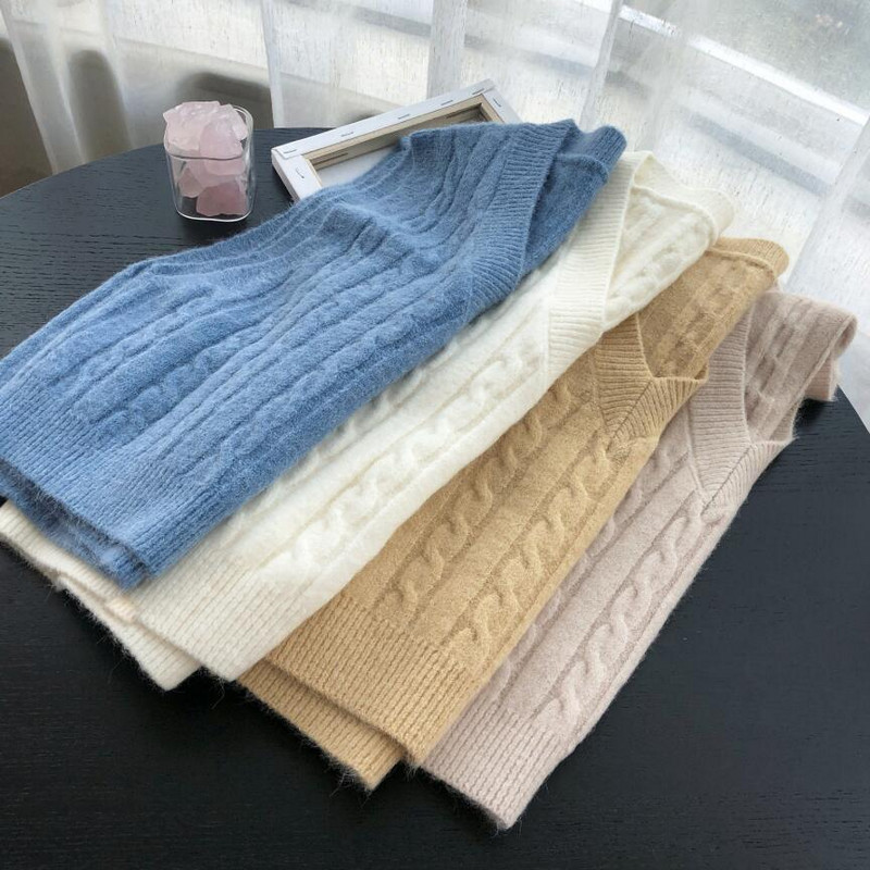 2020 Jesen Zima Ženski pleteni pulover bez rukava Ženski prsluk Ženski pulover s V-izrezom Jednobojni Pull Femme JW9767