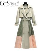 GetSpring Γυναικεία καμπαρντίνα Ολόσωμη Πλισέ Αντιανεμική Ζώνη Φαρδύ Μακρύ Πανωφόρι Φθινόπωρο 2022 Νέο