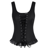 SD sieviešu renesanses mežģīņu apakšmalas veste bez piedurknēm, kvadrātveida kakla, aizmugures veste ar rāvējslēdzēju