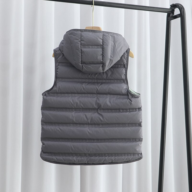 2022 Νέο Φθινοπωρινό Χειμώνα Γυναικείο ανοιχτό λευκό παλτό με πούπουλα πάπιας Γυναικείο κοντό γιλέκο με κουκούλα Αμάνικο μπουφάν πανωφόρι Γυναικείο γιλέκο