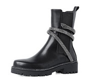 Melns Balts Melns Balts Bling Crystal S Snake Cross 40 mm zābaki sievietēm ar apaļu purngalu ikdienas ziemas Chelsea zābaki